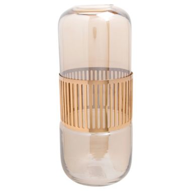 Home Essential 6.29-Inch Glass and Metal Wrapped Vase in Amber/Gold. View a larger version of this product image.