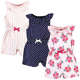 Hudson Baby&reg; Size 12-18M 3-Pack Sleeveless Rompers in Pink/Multi