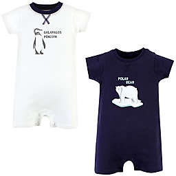 Touched by Nature Size 18-24M 2-Pack Polar Bear Organic Cotton Rompers in Blue/White