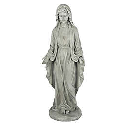 Luxen Home 30.5 in. Virgin Mary MgO Garden Statue in Gray