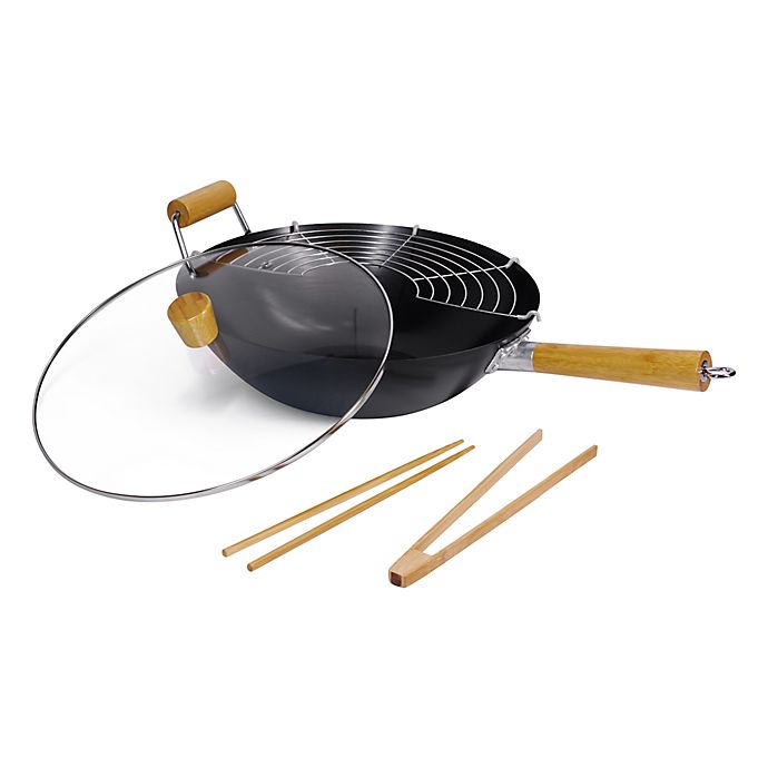 Our Table™ 5-Piece Carbon Steel Wok Set. View a larger version of this product image.