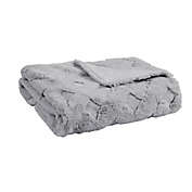 Madison Park&reg; Claire Luxury Basketweave Faux Fur Throw in Grey