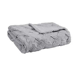 Madison Park® Claire Luxury Basketweave Faux Fur Throw in Grey
