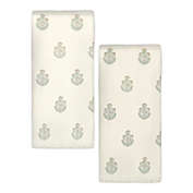 Bee &amp; Willow&trade; Floral Crest 2-Piece Hand Towel Set in Pure Cashmere/Jadeite
