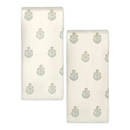 Bee & Willow™ Floral Crest 2-Piece Hand Towel Set in Pure Cashmere/Jadeite