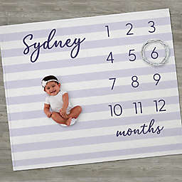 Delicate Stripe Baby Girl Personalized Milestone 50-Inch x 60-Inch  Blanket