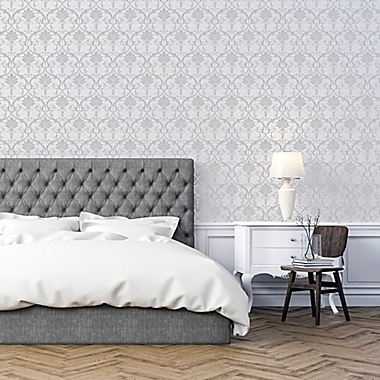 Arthouse Divine Damask Peel and Stick Wallpaper in Grey | Bed Bath & Beyond