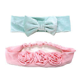 Tiny Treasures 2-Pack Headwraps in Pink Rosette/Blue