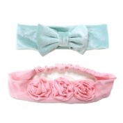 Tiny Treasures 2-Pack Headwraps in Pink Rosette/Blue