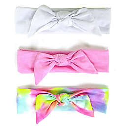 Tiny Treasures 3-Pack Solid and Tie Dye Knot Headwraps in White