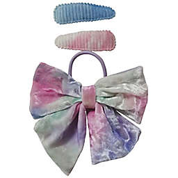 Tiny Treasures 3-Piece Tie Dye Ponytail Bow and Hair Clip Set
