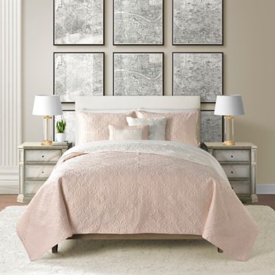 Parker Medallion 4-Piece Reversible Twin Quilt Set in Pink