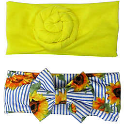 Tiny Treasures 2-Pack Knotted and Bow Headwraps in Blue/Yellow