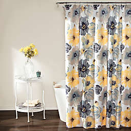 Lush Decor 72-Inch x 84-Inch Leah Shower Curtain in Yellow/Grey