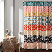 Lush Decor 72-Inch x 84-Inch Bohemian Stripe Shower Curtain in Turquoise/Orange