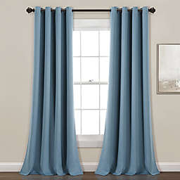 Lush Decor Solid 84-Inch Grommet Blackout Window Curtain Panels in Dusty Blue (Set of 2)