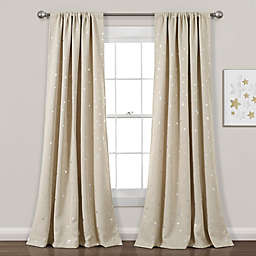 Lush Decor Star 84-Inch Rod Pocket Blackout Window Curtain Panels in Neutral (Set of 2)