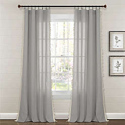 Lush Décor Tassel 84-Inch Rod Pocket Window Curtain Panel in Light Grey (Single)