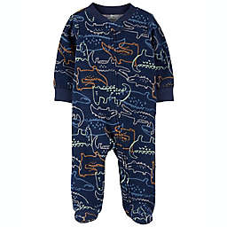 carter's® Size 3M Crocodile Zip-Up Thermal Cotton Sleep & Play in Navy