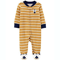 carter's® Striped Zebra Zip-Up Cotton Sleep & Play in Yellow