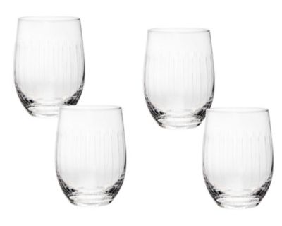 made in Rogaska Slovenia Stemless 8 oz crystal wine glasses set of 4 Brand New 