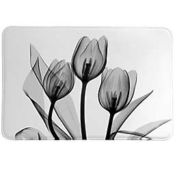 Laural Home® Monochromatic Tulips 20-Inch x 30-Inch Memory Foam Rug in Black