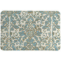 Laural Home® Antique Damask 20" x 30" Memory Foam Bath Mat in Blue