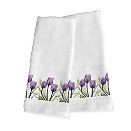 Laural Home® X-Ray Tulips Hand Towels in Purple (Set of 2)