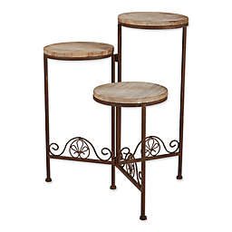 Zingz & Thingz® Iron Indoor/Outdoor Triple Planter Stand in Brown