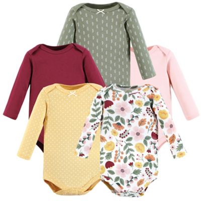 Hudson Baby Girl Long Sleeve Bodysuits 5-Pack Enchanted Forest