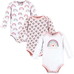 Hudson Baby® 3-Piece Modern Rainbow Long Sleeve Bodysuits in Pink