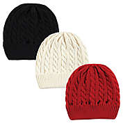 Hudson Baby&reg; 3-Pack Knitted Caps in Black/Red