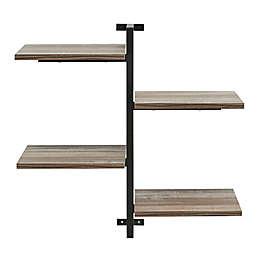 Danya B. Siena 4-Shelf Vertical Wall Shelf Unit in Brown/Black