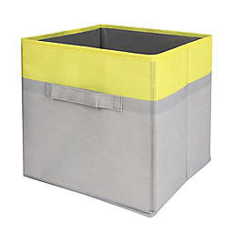 Simply Essential™ 11-Inch Collapsible Storage Bin in Light Grey/Yellow
