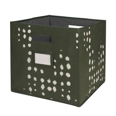 Squared Away&trade; 13-Inch Collapsible Storage Bin with Label Holder in Dark Green