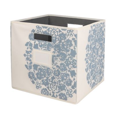 Squared Away&trade; 13-Inch Collapsible Storage Bin with Label Holder in Faded Denim