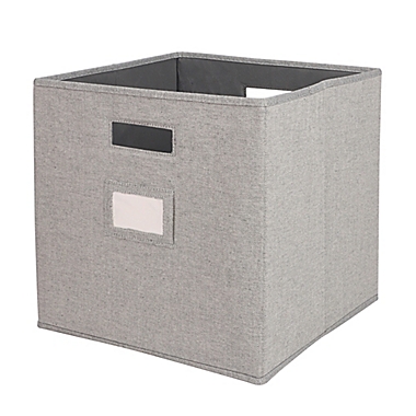 Squared Away&trade; 13-Inch Collapsible Storage Bin w/ Label Holder in Alloy. View a larger version of this product image.
