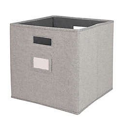 Squared Away™ 13-Inch Collapsible Storage Bin w/ Label Holder in Grey