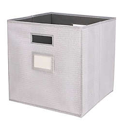 Squared Away™ 13-Inch Collapsible Storage Bin with Label Holder in Granite/Coconut