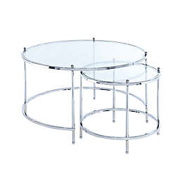 Convenience Concepts Royal Crest 2-Piece Nesting Coffee Table Set in Chrome
