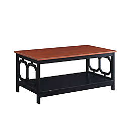 Convenience Concepts Omega Coffee Table with Shelf in Cherry/Black