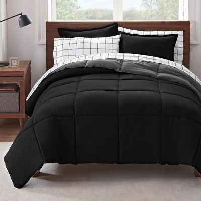 Serta&reg; Simply Clean&trade; 7-Piece Reversible Queen Bed in a Bag in Black/Grey