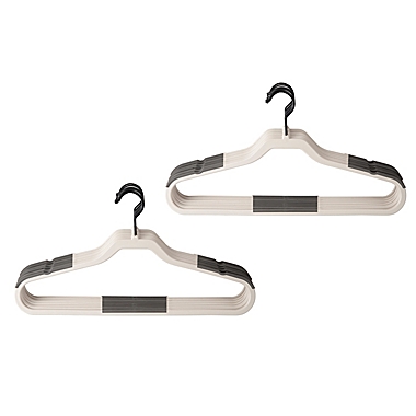 Squared Away&trade; No Slip Slim Hangers in Oyster Grey with Black Hook (Set of 16). View a larger version of this product image.