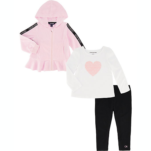 Alternate image 1 for Calvin Klein 3-Piece Jacket & Pants Set in Pink