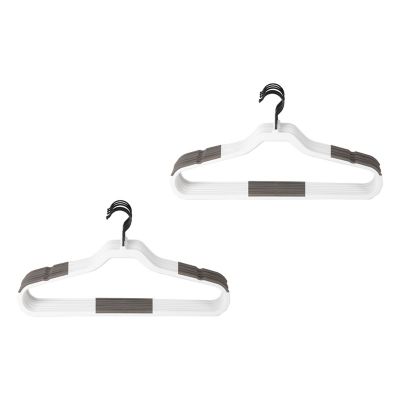 Squared Away&trade; No Slip Slim Hangers in White with Black Hook (Set of 16)