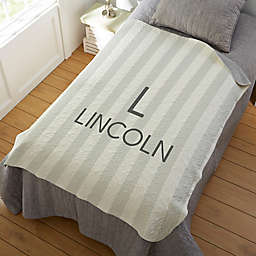 Delicate Stripes Personalized Boy Quilted Blanket