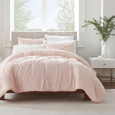 Serta&reg; Simply Clean&trade; Pleated Full/Queen Comforter Set in Blush