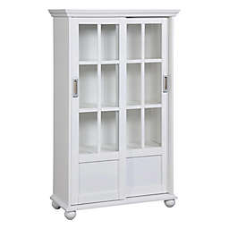 Ameriwood Home Aaron Lane Bookcase with Sliding Glass Doors in White
