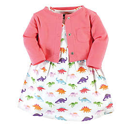 Hudson Baby® 2-Piece Dino Dress and Cardigan Set in Pink/Multi