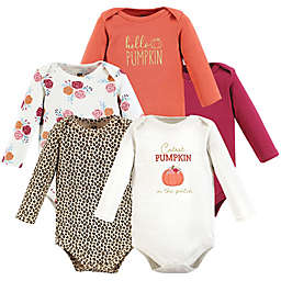 Hudson Baby® Size 3-6M 5-Piece Cutest Pumpkin Long Sleeve Bodysuits in Orange